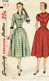 1950s Vintage Simplicity Sewing Pattern 3750 Uncut Misses Street Dress Size 36 B - Vintage4me2