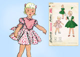 1950s Vintage Simplicity Sewing Pattern 3753 Toddler Girls Dress & Plastron Bib Sz6