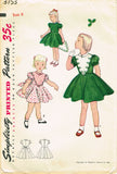 1950s Vintage Simplicity Sewing Pattern 3753 Toddler Girls Dress & Plastron Bib Sz6