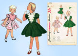 1950s Vintage Simplicity Sewing Pattern 3753 Toddler Girls Dress & Plastron Bib Sz6