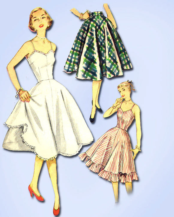 1950s Vintage Simplicity Sewing Pattern 3766 Misses Slip and Petticoat 30B