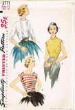 1950s Vintage Simplicity Sewing Pattern 3771 Uncut Misses Blouse Set Size 12 30B