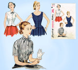 Simplicity 3777: 1950s Misses Sleeveless Blouse Size 32 B Vintage Sewing Pattern - Vintage4me2