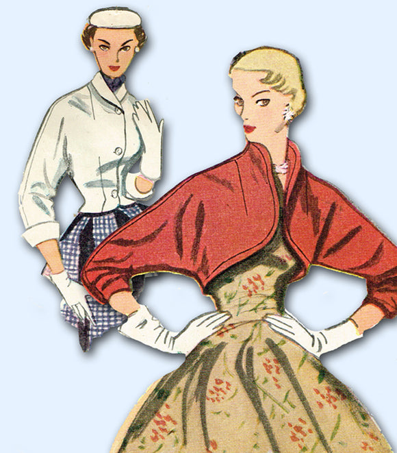 1950s Vintage Simplicity Sewing Pattern 3790 Easy Misses Bolero Jacket Size 32 B
