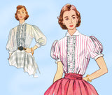 1950s Vintage Simplicity Sewing Pattern 3799 Misses Blouse w Puffed Sleeves Sz 30 B