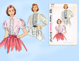 1950s Vintage Simplicity Sewing Pattern 3799 Misses Blouse w Puffed Sleeves Sz 30 B