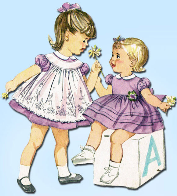1960s Vintage Simplicity Sewing Pattern 3807 Toddler Girls Dress Pinafore Size 2
