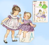1960s Vintage Simplicity Sewing Pattern 3807 Toddler Girls Dress Pinafore Size 2