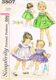 1960s Vintage Simplicity Sewing Pattern 3807 Toddler Girls Dress Pinafore Size 2