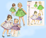 1960s Vintage Simplicity Sewing Pattern 3807 Toddler Girls Dress Pinafore Size 2