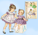 1960s Vintage Simplicity Sewing Pattern 3807 Baby Girls Dress and Pinafore 6 mos