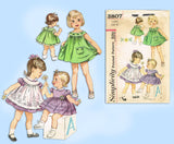 1960s Vintage Simplicity Sewing Pattern 3807 Baby Girls Dress and Pinafore 6 mos
