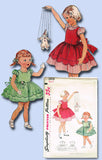 1950s Vintage Simplicity Sewing Pattern 3808 FF Toddler Girls Party Dress Size 3