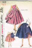1950s Vintage Simplicity Sewing Pattern 3828 Uncut Misses Skirt & Petticoat 24 W
