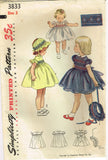 1950s Vintage Simplicity Sewing Pattern 3833 FF Toddler Girls Smocked Dress Sz 3