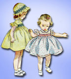 1950s Vintage Simplicity Sewing Pattern 3833 FF Toddler Girls Smocked Dress Sz 3