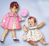 1950s Vintage Simplicity Sewing Pattern 3843 Baby Girls Dress Coat Size 1
