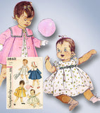 1950s Vintage Simplicity Sewing Pattern 3843 Baby Girls Dress Coat Size 1