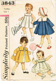 1950s Vintage Simplicity Sewing Pattern 3843 Baby Girls Dress Coat Size 1