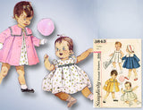 1950s Vintage Simplicity Sewing Pattern 3843 Baby Girls Dress Coat Size 1