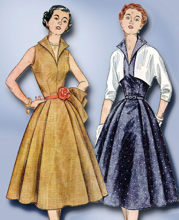 1950s Vintage Misses' Cocktail Dress FF 1952 Simplicity Sewing Pattern 3846 Sz14