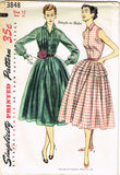 1950s Vintage Simplicity Sewing Pattern 3848 Uncut Misses Shirtwaist Dress Sz 12