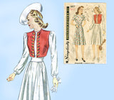 Simplicity 3857: 1940s Charming Misses WWII Dress Sz 32 B Vintage Sewing Pattern