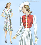 Simplicity 3857: 1940s Charming Misses WWII Dress Sz 32 B Vintage Sewing Pattern