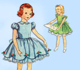 1950s Vintage Simplicity Sewing Pattern 3868 Toddler Girls Party Dress Size 2