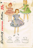 1950s Vintage Simplicity Sewing Pattern 3868 Toddler Girls Party Dress Size 3