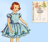 1950s Vintage Simplicity Sewing Pattern 3868 Toddler Girls Party Dress Size 3