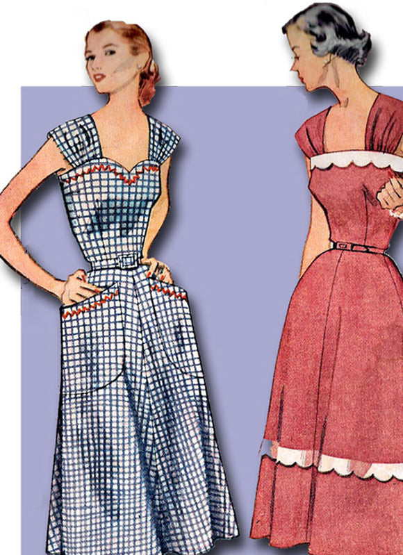 1950s Vintage Simplicity Sewing Pattern 3875 Charming Misses Sun Dress Size 14 32B
