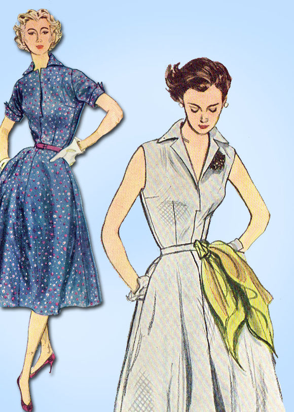 1950s Vintage Simplicity Sewing Pattern 3876 FF Misses Simple Sun Dress Size 16