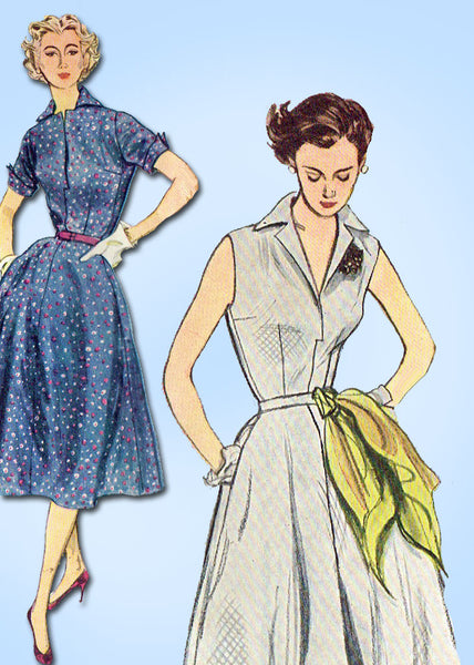 1950s Vintage Simplicity Sewing Pattern 3876 FF Misses Simple Sun Dress Size 16