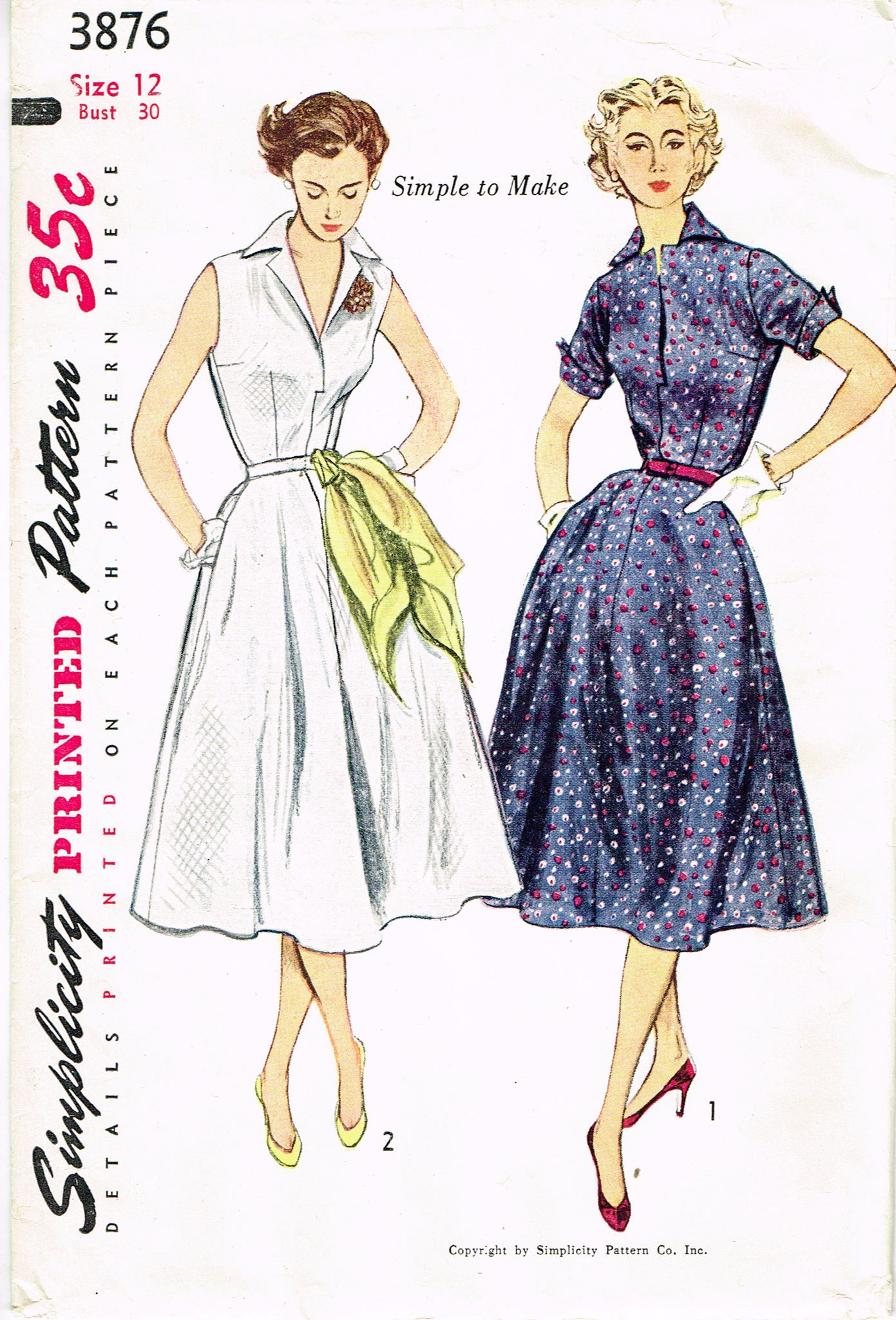 1950s Vintage Simplicity Sewing Pattern 3876 Misses Easy Sun Dress 30B Vintage4me2 1950s Vintage Simplicity Sewing Pattern 3876 Misses Easy Sun Dress 30B Vintage4me2