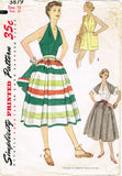 Simplicity 3879: 1950s Misses Skirt Shorts & Halter 31 B Vintage Sewing Pattern