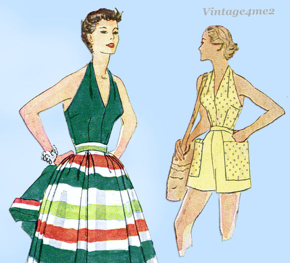 Simplicity 3879: 1950s Misses Skirt Shorts & Halter 31 B Vintage Sewing Pattern