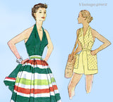 Simplicity 3879: 1950s Misses Skirt Shorts & Halter 31 B Vintage Sewing Pattern