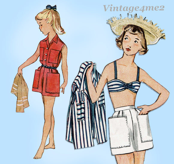 Simplicity 3906: 1950s Cute Little Girls Bra & Shorts Sz8 Vintage Sewing Pattern