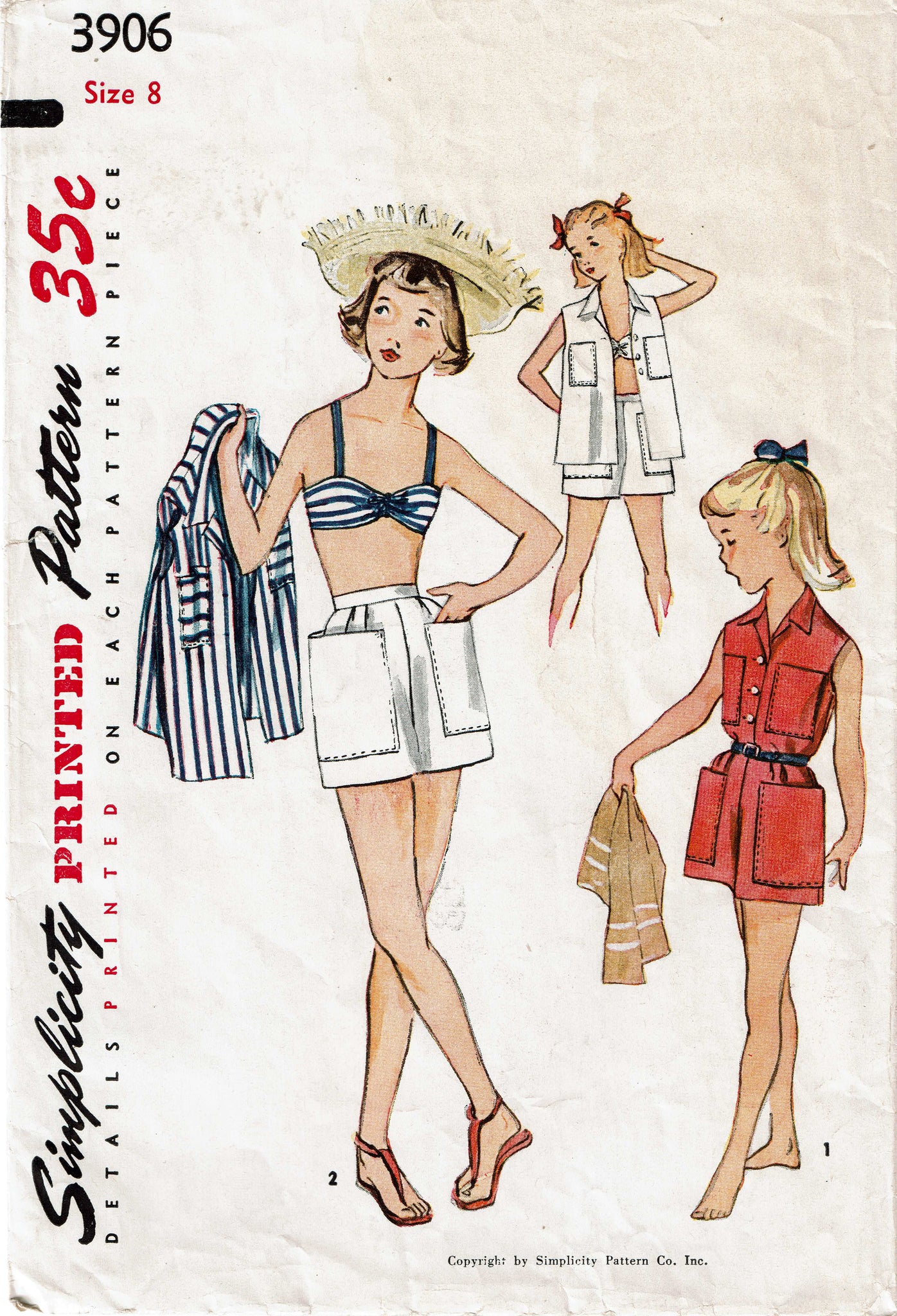 Simplicity 3906: 1950s Girls Bra & Shorts Sz 8 Vintage Sewing