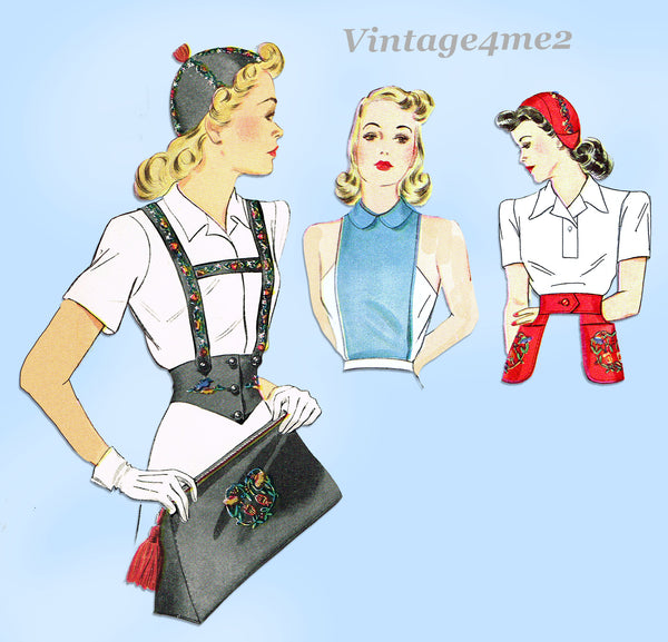 Simplicity 3917: 1940s Uncut Misses Hat & Accessory Set Sz MED Vintage Sewing Pattern