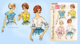 Simplicity 3928: 1960s Easy Misses Blouse Set Sz 32 Bust Vintage Sewing Pattern