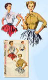 1950s Vintage Simplicity Sewing Pattern 3940 Misses Tied Raglan Blouse 32B