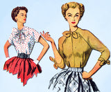 1950s Vintage Simplicity Sewing Pattern 3940 Misses Tied Raglan Blouse 32B