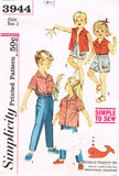 1950s Vintage Simplicity Sewing Pattern 3944 Simple Toddler Playclothes Size 2