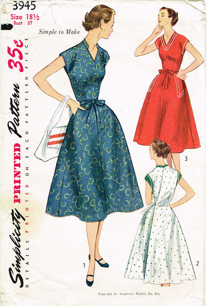 vintage wrap dress Simplicity 3945: 1950s Charming Misses Wrap Dress Sz 37 B Vintage Sewi – Vintage4me2