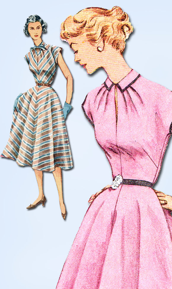 1950s Vintage Simplicity Sewing Pattern 3952 Misses Bias Cut Dress Size 16 34B