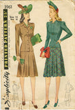1940s Vintage Simplicity Sewing Pattern 3961 Iconic WWII Womens Suit Size 14 32B