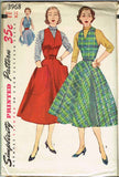 1950s Vintage Simplicity Sewing Pattern 3968 Uncut Misses Dress or Jumper Sz12
