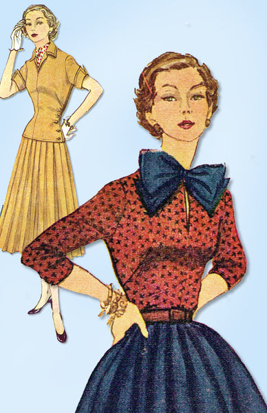 1950s Vintage Simplicity Sewing Pattern 3969 Uncut Misses 2 Piece Dress Sz 34 B